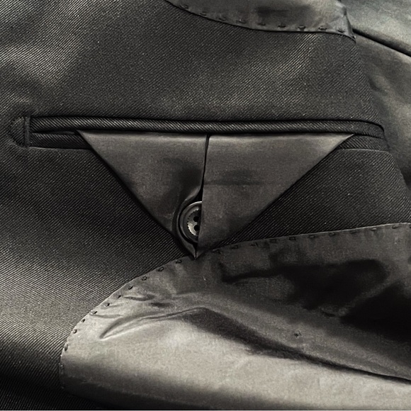 Mengdi Prince Men’s Italian Style Suit Blazer Black Three Button Closure Size 40 - Picture 7 of 8